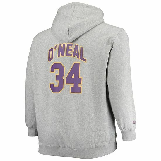 Wholesale ✨ Unbranded Men's Mitchell & Ness Shaquille O'Neal Heathered Gray Los Angeles Lakers Big & Tall Name & Number Pullover Hoodie 🤩 - Image 4