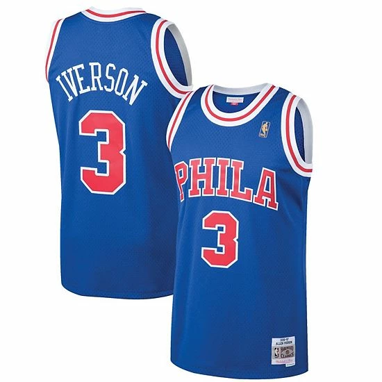 Coupon 🌟 Unbranded Men's Mitchell & Ness Allen Iverson Royal Philadelphia 76ers 1996-97 Hardwood Classics Swingman Jersey 🎁 - Image 2