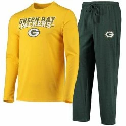 Top 10 🥰 Unbranded Men's Concepts Sport Green/Gold Green Bay Packers Meter Long Sleeve T-Shirt & Pants Sleep Set ✨