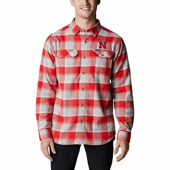 Wholesale ๐ Unbranded Men's Columbia Scarlet Nebraska Huskers Flare Gun Flannel Team Button-Up ๐ Shirt โค๏ธ - Image 2