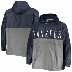 Brand new ⌛ Unbranded Men's Navy/Gray New York Yankees Big & Tall Split Body Anorak Half-Zip Jacket 🌟