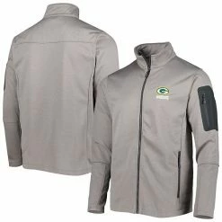 Best deal 🧨 Unbranded Men's Dunbrooke Heather Gray Green Bay Packers Freestyle 🧥 Coated Tech Fleece Full-Zip Jacket 🧨