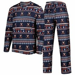 Best Sale ⌛ Unbranded Men's Concepts Sport Navy Virginia Cavaliers Swivel Long Sleeve T-Shirt & Pants Sleep Set 😀