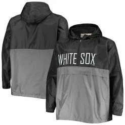 Flash Sale 👍 Unbranded Men's Black/Gray Chicago White Sox Big & Tall Split Body Anorak Half-Zip Jacket 🤩