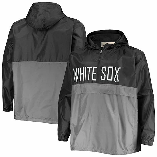 Flash Sale 👍 Unbranded Men's Black/Gray Chicago White Sox Big & Tall Split Body Anorak Half-Zip Jacket 🤩 - Image 2