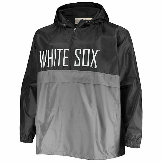 Flash Sale 👍 Unbranded Men's Black/Gray Chicago White Sox Big & Tall Split Body Anorak Half-Zip Jacket 🤩 - Image 3