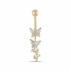 Brand new 🥰 Unbranded 14k Gold Cubic Zirconia Butterfly Dangle Belly Ring ✨