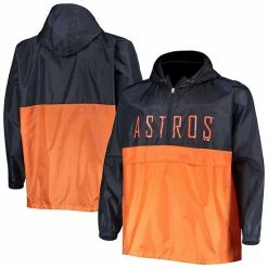 Top 10 ✔️ Unbranded Men's Navy/Orange Houston Astros Big & Tall Split Body Anorak Half-Zip Jacket 🌟