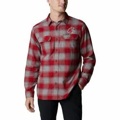 Best Sale ✨ Unbranded Men's Columbia Crimson Washington State Cougars Flare Gun Flannel Team Button-Up 👕 Shirt 😀