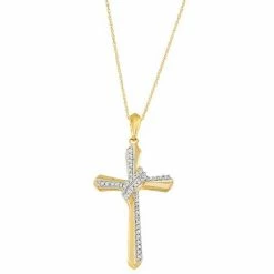 Cheapest 😀 Unbranded 10k Gold 1/4 Carat T.W. Diamond Cross Pendant Necklace 😀