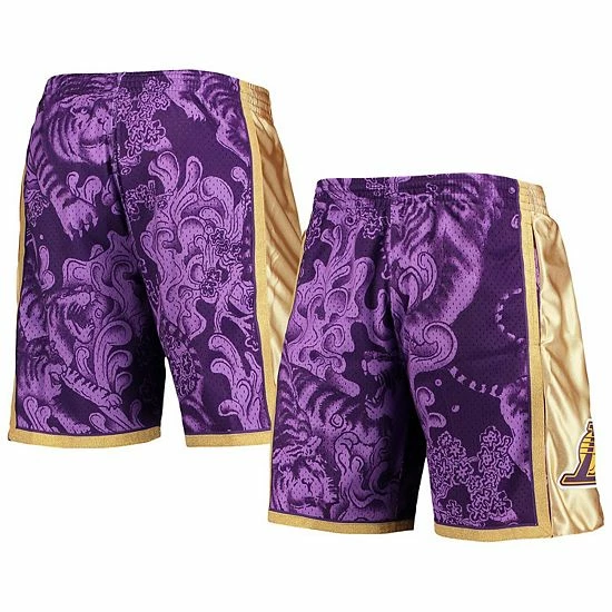 New โ Unbranded Men's Mitchell & Ness Purple Los Angeles Lakers Hardwood Classics Lunar New Year Swingman Shorts ๐ฅ
