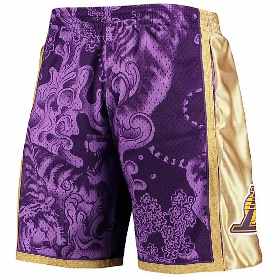 New โ Unbranded Men's Mitchell & Ness Purple Los Angeles Lakers Hardwood Classics Lunar New Year Swingman Shorts ๐ฅ - Image 3