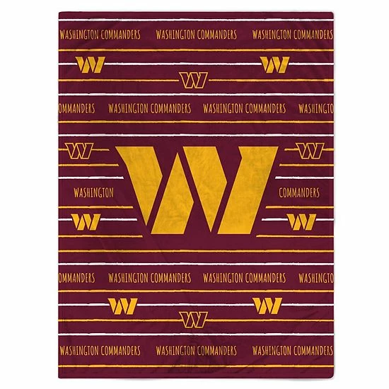 Best Sale ❤️ Unbranded Washington Commanders 60'' X 80'' Logo Stripe Flannel Fleece Blanket 💯