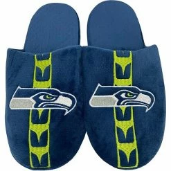 Discount ⌛ Unbranded Men's FOCO Seattle Seahawks Striped Team Slippers 👏