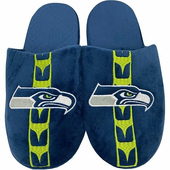 Discount ⌛ Unbranded Men's FOCO Seattle Seahawks Striped Team Slippers 👏 - Image 2