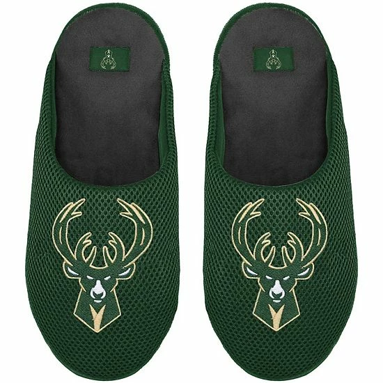 Best Pirce 😉 Unbranded Men's FOCO Milwaukee Bucks Big Logo Colorblock Mesh Slippers 😍