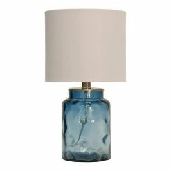 Cheap 🥰 Unbranded Table Lamp Blue Finish White Hardback Fabric Shade 🥰