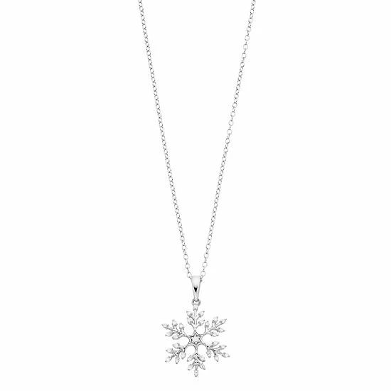 Wholesale 🎉 Unbranded 👩 Women's 1/6CTW White Diamond Snowflake Pendant With Chain In Sterling Silver 🥰