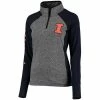 Hot Sale ⌛ Unbranded 👩 Women's Gray/Navy Illinois Fighting Illini Finalist Quarter-Zip Pullover Jacket 👍