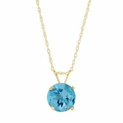 Top 10 ⭐ Unbranded 10k Gold Swiss Blue Topaz Solitaire Pendant Necklace 💯