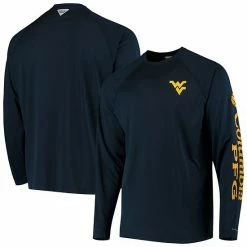 Buy 🌟 Unbranded Men's Columbia PFG Navy West Virginia Mountaineers Terminal Tackle Omni-Shade Long Sleeve T-Shirt 👍