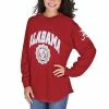 Coupon 🧨 Unbranded 👩 Women's Pressbox Crimson Alabama Crimson Tide Edith Long Sleeve Oversized Top 🎁