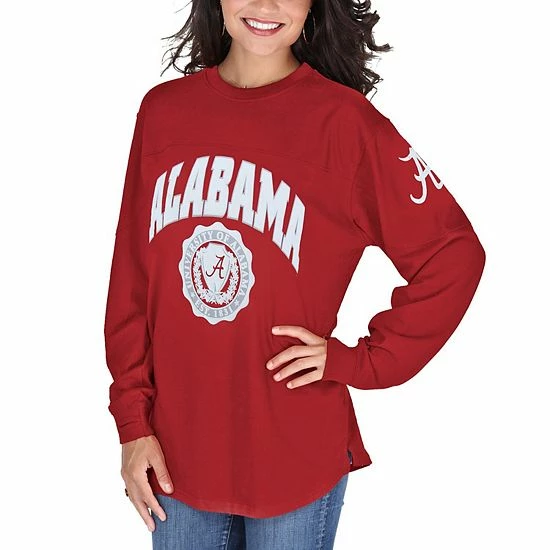 Coupon ๐งจ Unbranded ๐ฉ Women's Pressbox Crimson Alabama Crimson Tide Edith Long Sleeve Oversized Top ๐ - Image 2