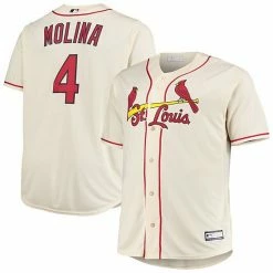 Promo 😀 Unbranded Men's Yadier Molina Cream St. Louis Cardinals Big & Tall Replica Player Jersey 😍