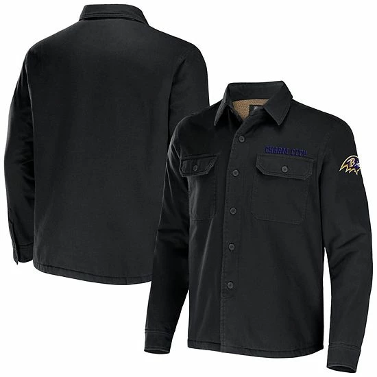 New 🎁 Unbranded Men's NFL X Darius Rucker Collection By Fanatics Black Baltimore Ravens Canvas Button-Up 👕 Shirt Jacket 😍