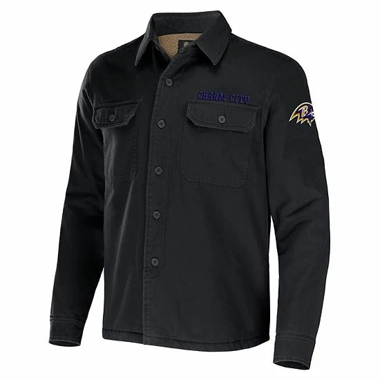 New 🎁 Unbranded Men's NFL X Darius Rucker Collection By Fanatics Black Baltimore Ravens Canvas Button-Up 👕 Shirt Jacket 😍 - Image 3