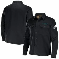 Brand new 👏 Unbranded Men's NFL X Darius Rucker Collection By Fanatics Black Philadelphia Eagles Canvas Button-Up 👕 Shirt Jacket 🤩