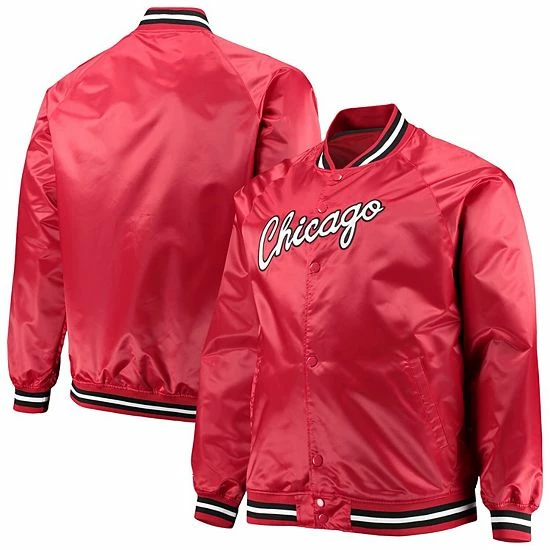 Best Pirce ๐ Unbranded Men's Mitchell & Ness Red Chicago Bulls Big & Tall Hardwood Classics Raglan Satin Full-Snap Jacket ๐