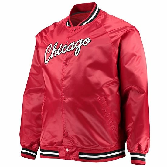 Best Pirce ๐ Unbranded Men's Mitchell & Ness Red Chicago Bulls Big & Tall Hardwood Classics Raglan Satin Full-Snap Jacket ๐ - Image 3