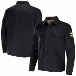 Coupon 🛒 Unbranded Men's NFL X Darius Rucker Collection By Fanatics Black Minnesota Vikings Canvas Button-Up 👕 Shirt Jacket 🛒