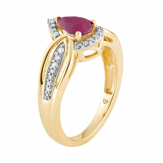 Top 10 ๐ฅ Unbranded 10k Gold Ruby & 1/6 Carat T.W. Diamond Teardrop Ring โค๏ธ - Image 3