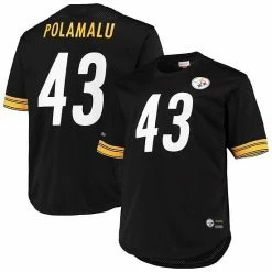 Cheap ⌛ Unbranded Men's Mitchell & Ness Troy Polamalu Black Pittsburgh Steelers Big & Tall Retired Player Mesh T-Shirt 🤩