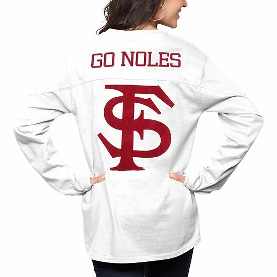 New 🤩 Unbranded 👩 Women's Pressbox White Florida State Seminoles The Big 👕 Shirt Oversized Long Sleeve T-Shirt 🤩 - Image 2