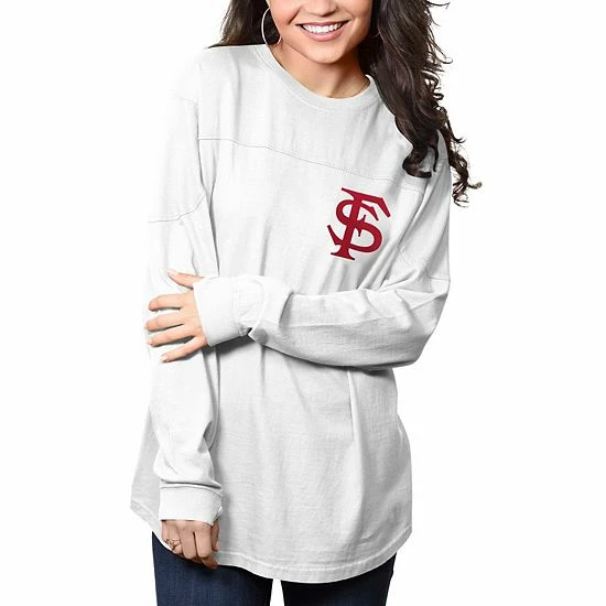 New 🤩 Unbranded 👩 Women's Pressbox White Florida State Seminoles The Big 👕 Shirt Oversized Long Sleeve T-Shirt 🤩 - Image 3