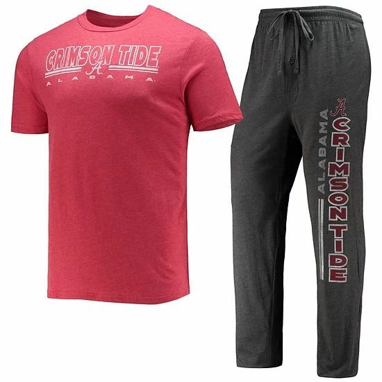 Top 10 🤩 Unbranded Men's Concepts Sport Heathered Charcoal/Crimson Alabama Crimson Tide Meter T-Shirt & Pants Sleep Set ✔️ - Image 2