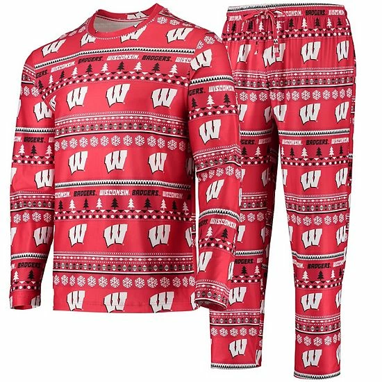 Budget ๐ Unbranded Men's Concepts Sport Red Wisconsin Badgers Ugly Sweater Long Sleeve T-Shirt And Pants Sleep Set ๐คฉ