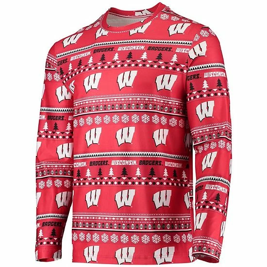 Budget ๐ Unbranded Men's Concepts Sport Red Wisconsin Badgers Ugly Sweater Long Sleeve T-Shirt And Pants Sleep Set ๐คฉ - Image 3
