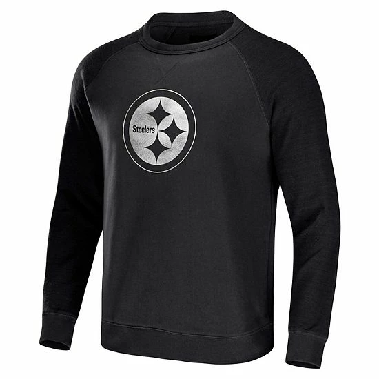 Wholesale 🧨 Unbranded Men's NFL X Darius Rucker Collection By Fanatics Black Pittsburgh Steelers Raglan Fleece Pullover Sweatshirt ⭐ - Image 3