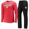 Promo 😍 Unbranded Men's Concepts Sport Black/Red Atlanta Hawks Long Sleeve T-Shirt & Pants Sleep Set 🎁