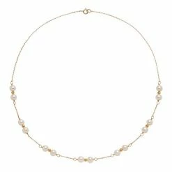 Best deal 🤩 Unbranded 14k Gold Freshwater Cultured Pearl Beaded Station Necklace ✔️