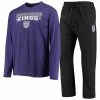 New 🧨 Unbranded Men's Concepts Sport Black/Purple Sacramento Kings Long Sleeve T-Shirt & Pants Sleep Set ✨