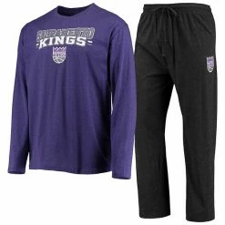 New 🧨 Unbranded Men's Concepts Sport Black/Purple Sacramento Kings Long Sleeve T-Shirt & Pants Sleep Set ✨