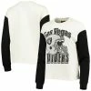New 🛒 Unbranded 👩 Women's Junk Food White/Black Las Vegas Raiders Contrast Sleeve Pullover Sweatshirt 🌟