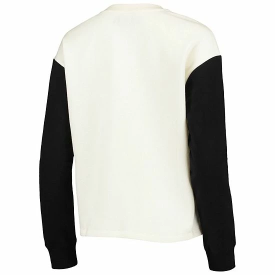 New 🛒 Unbranded 👩 Women's Junk Food White/Black Las Vegas Raiders Contrast Sleeve Pullover Sweatshirt 🌟 - Image 4