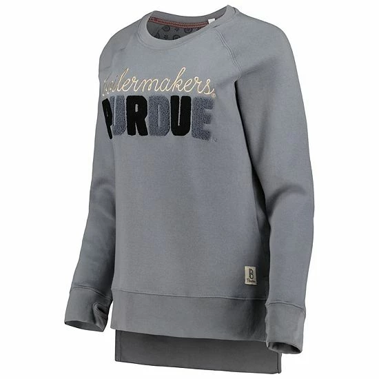 Outlet ๐ฅ Unbranded ๐ฉ Women's Pressbox Gray Purdue Boilermakers Pinehurst Chenille Raglan Pullover Sweatshirt ๐ - Image 3