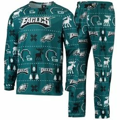 Budget ✔️ Unbranded Men's FOCO Midnight Green Philadelphia Eagles Wordmark Ugly Pajama Set 🛒